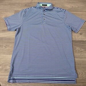 Black Quail Golf Polo Shirt Striped Athletic Casual Purple Blue Mens M‎